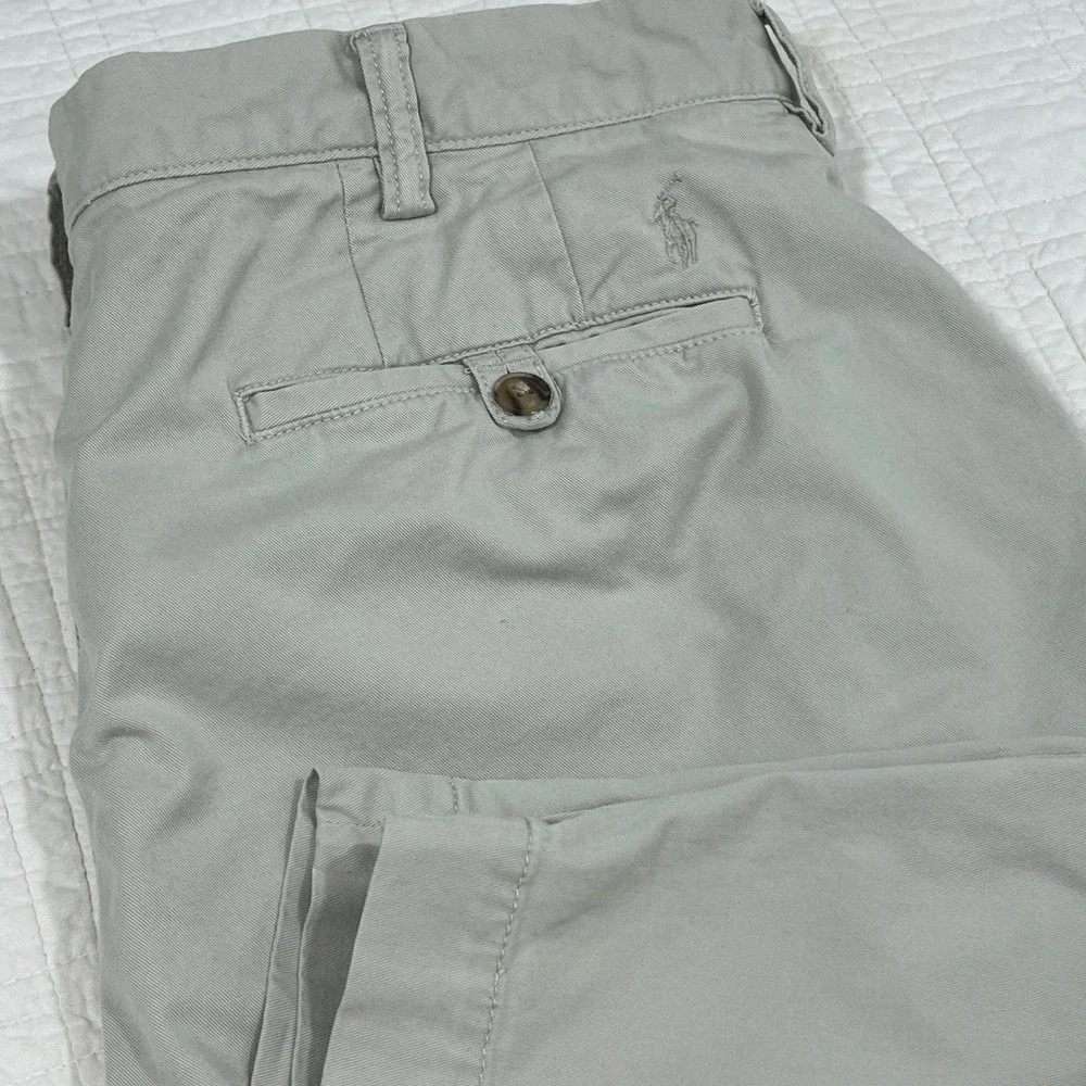 Polo Ralph Lauren Mens 36 Beige Tan Stretch Classic Chino Shorts Cotton Twill
